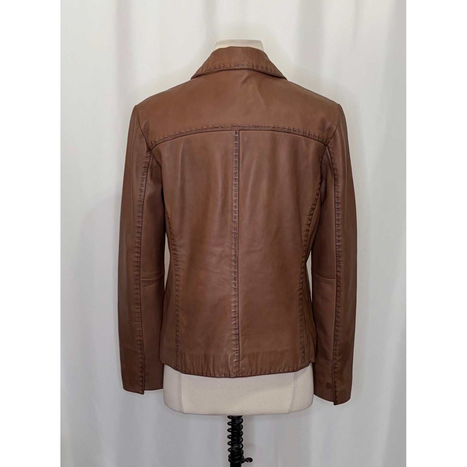 SUNDANCE McKenna Leather Blazer Jacket Honey Brown Floral Lining Boho Medium