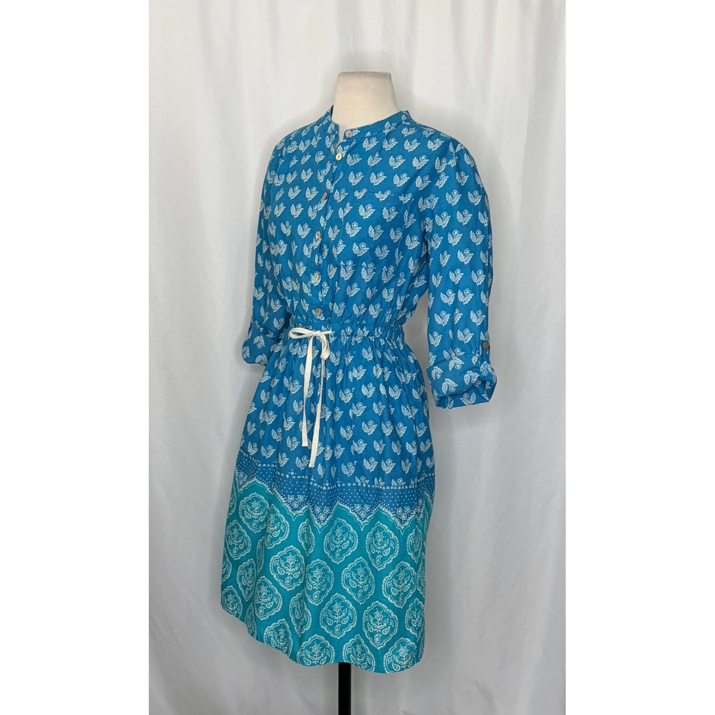 Anthropologie MEADOW RUE Anila Shirtdress Floral Blockprint Shirt Dress Size 4