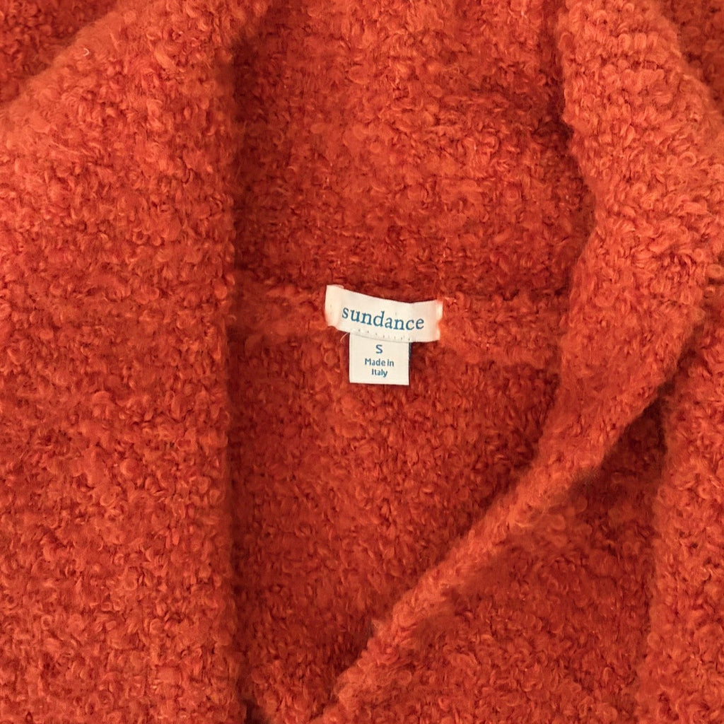 SUNDANCE Laurel Breeze Cardigan Sweater Solid Orange Boucle Knit Wool Small