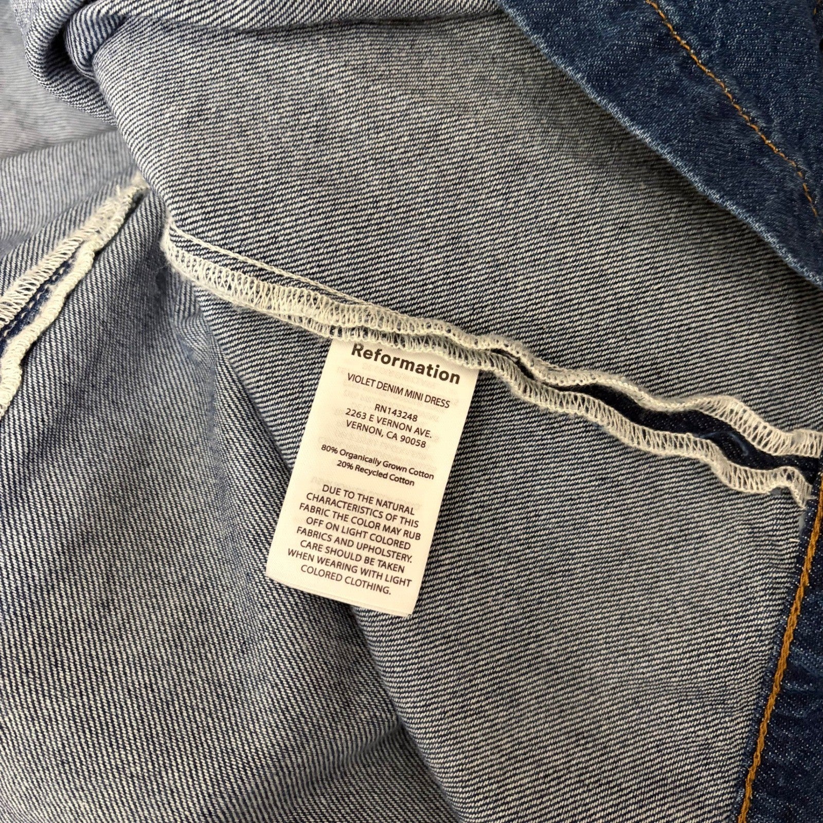 NWT!! REFORMATION Violet Denim Mini Dress Blue Smocked A-Line Skirt Size 12