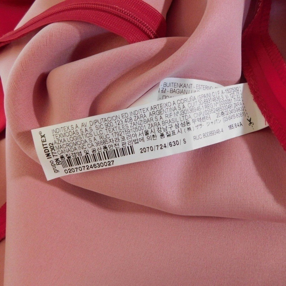 ZARA Mock Neck Mini Dress Gold Buttons Solid Pink Retro Knit Valentine Small