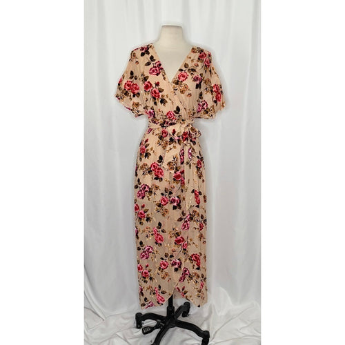 ALICE + OLIVIA Clarine Floral Velvet Burnout Faux Wrap Midi Dress Size 0