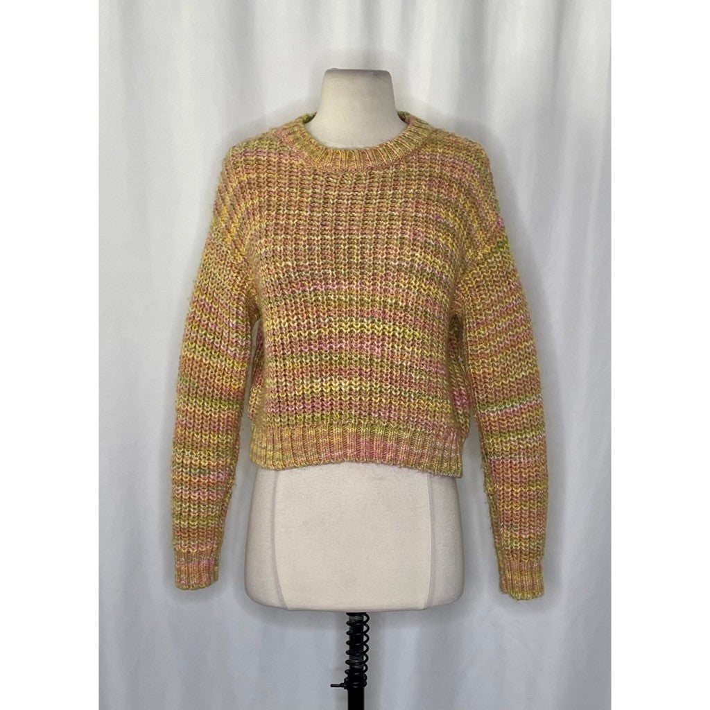 ANTHROPOLOGIE Ribbed Obi Melange Crewneck Sweater Pullover Knit Marled Small