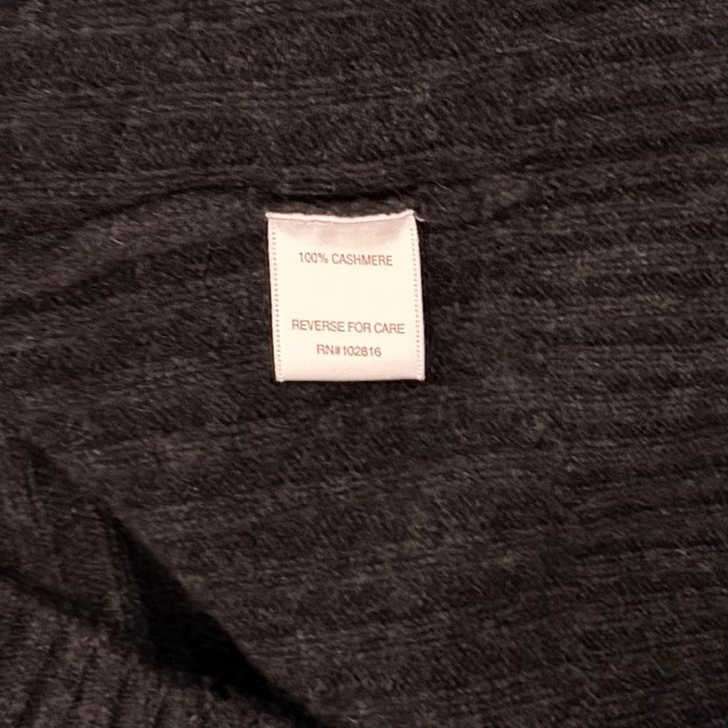 Men's GARNET HILL Washable Cashmere Ribbed Quarter Zip Sweater Charcoal Gray S