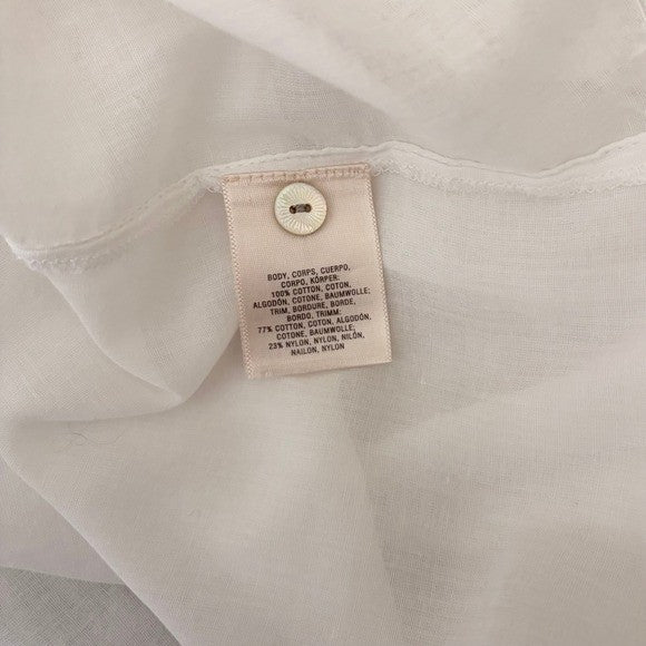 Anthropologie HOLDING HORSES White Lace Sleeve Buttondown Shirt Top Lacey Small