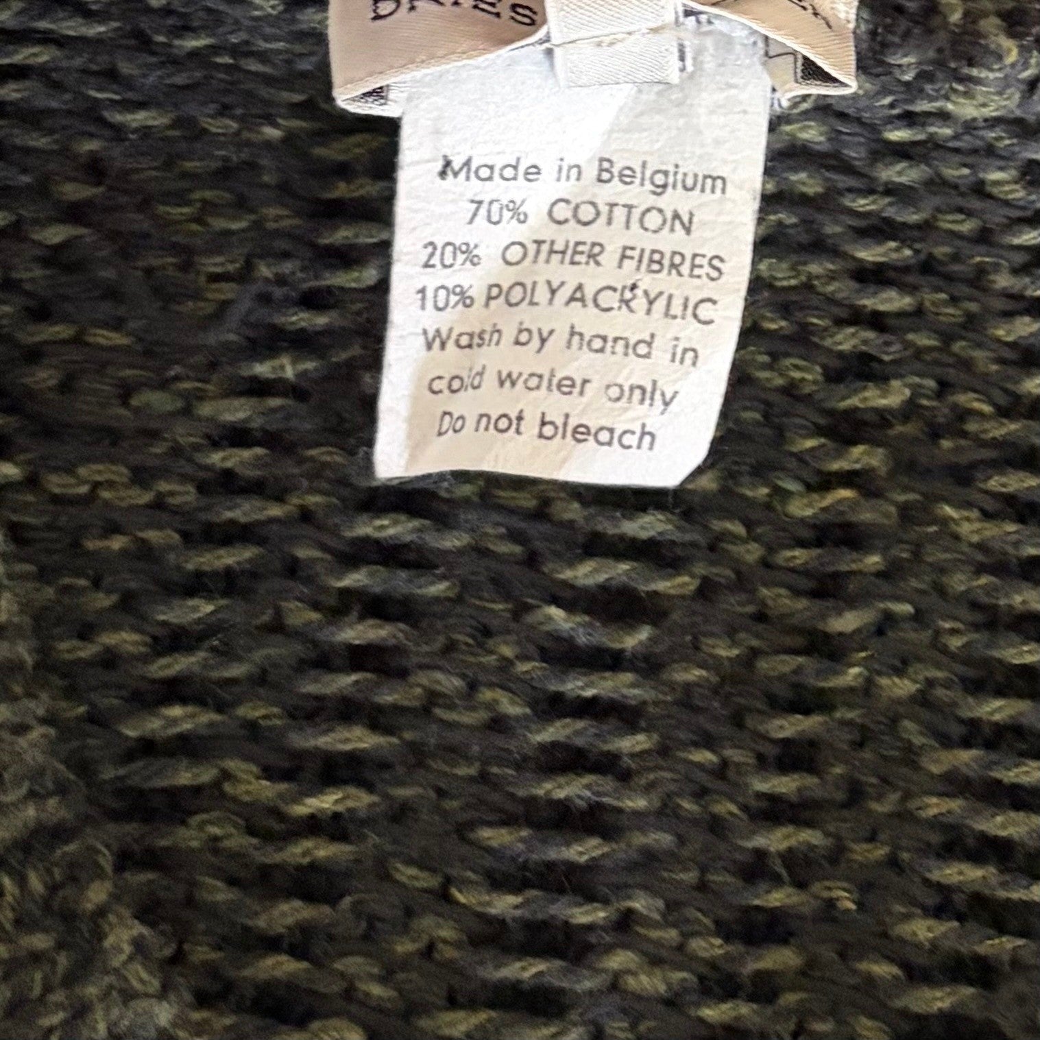 DRIES VAN NOTEN Green Striped Pullover Knit Sweater V Neck Medium
