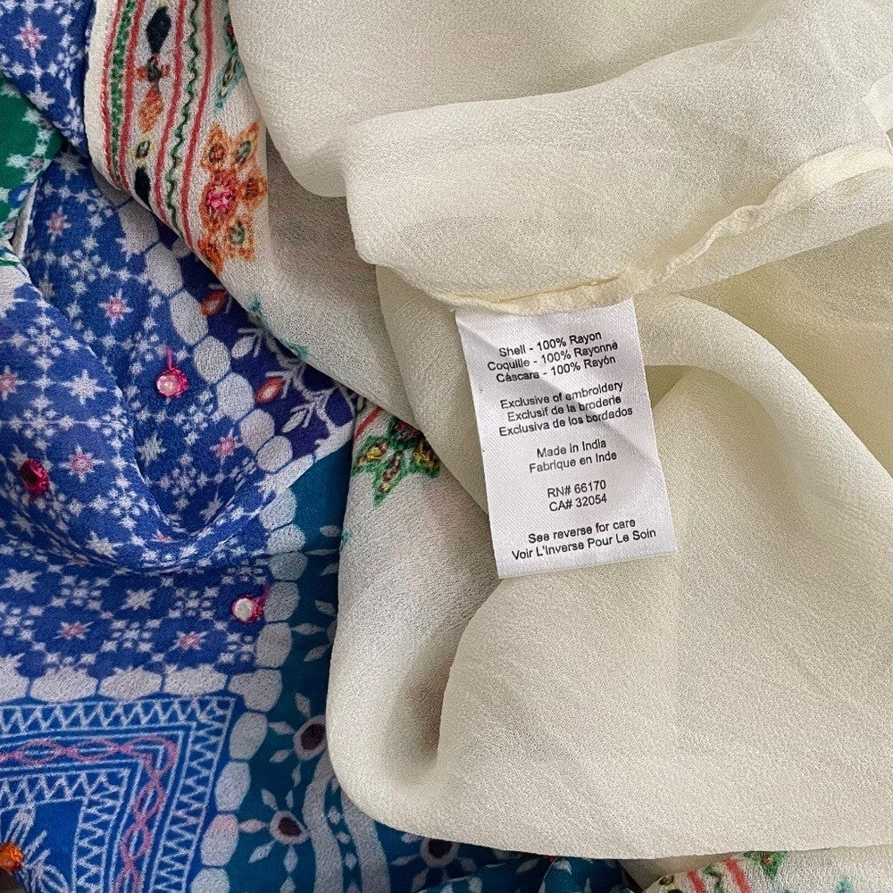 Anthropologie TANVI KEDIA Veena Beaded Caftan Beaded Mini Dress Bohemian Small