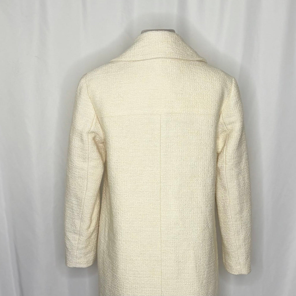 NWT!! CLUB MONACO Quilted Boucle Long Coat Manteaux White Ivory Solid X-Small