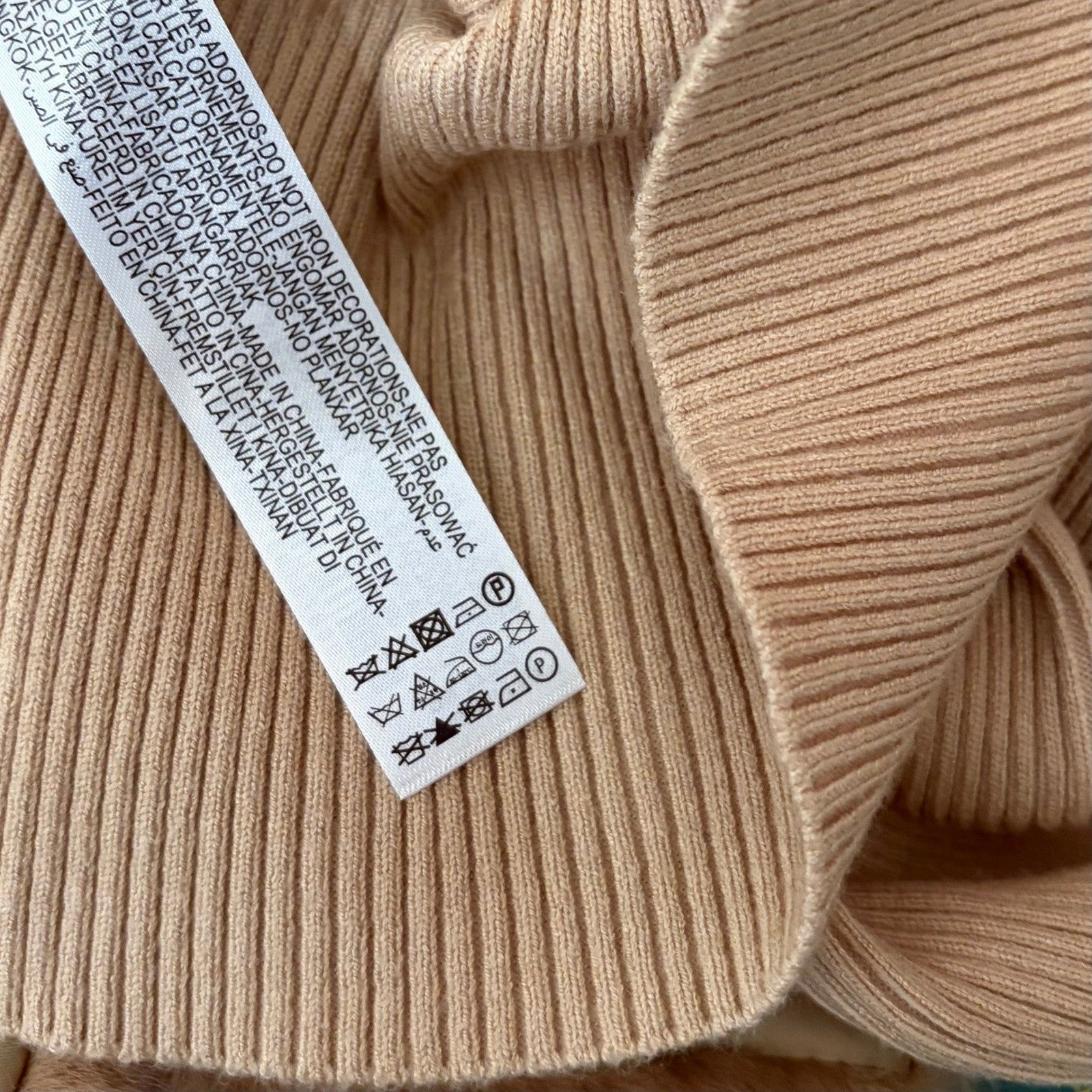 NWT!! ZARA Faux Fur Lapel Knit Sweater Tan Light Brown Zipper Pullover Small