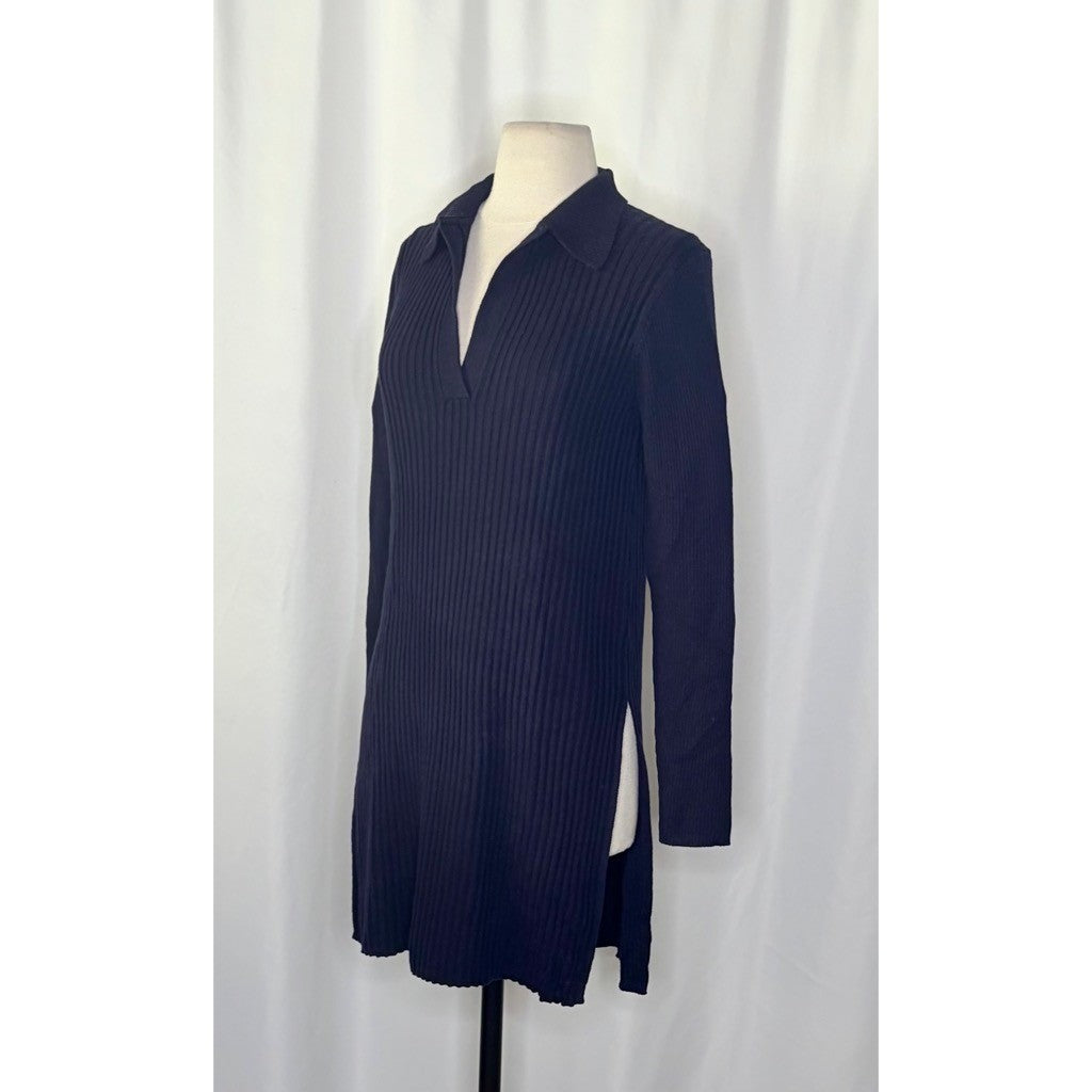 ALEX MILL Ribbed Tunic Sweater Dark Navy Blue Pullover Merino Wool Knit Small