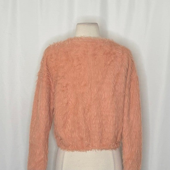 ZARA Pink Fuzzy Shag Pullover Sweater Cropped Blogger Favorite Knitwear Small