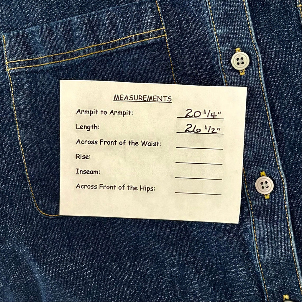 Women's UNTUCKIT Jenna Buttondown Denim Shirt Top Pockets Dark Wash Preppy 8
