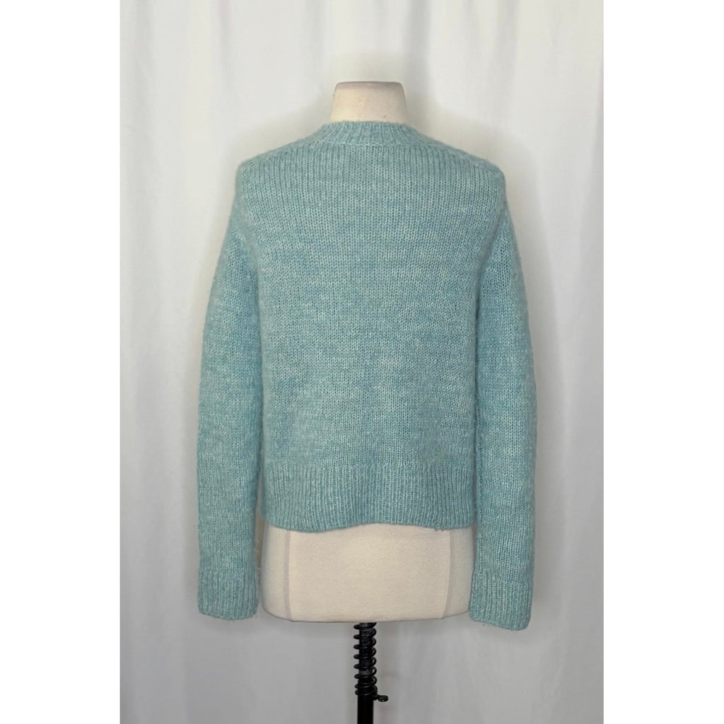 VINCE Italian Marled Alpaca Wool Knit Crew Neck Cozy Sweater Aqua Blue Small