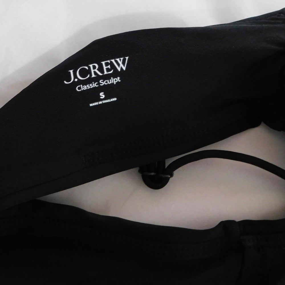 NWT!! J. CREW Lana Bikini Top Classic Sculpt Solid Black V Neckline Swim Small