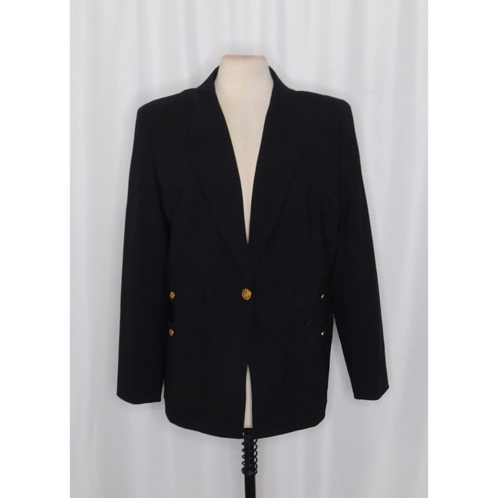NWT!! J. CREW Vivienne Blazer Italian Bi-Stretch Wool Blend Black Preppy Size 16