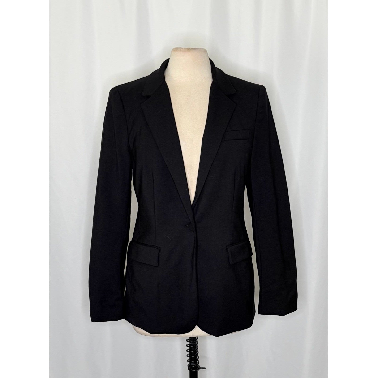 M.M. LAFLEUR The Yiyan Classic Blazer Italian Wool Twill Solid Black Size 10