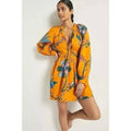 NEW!! Anthropologie LET ME BE Tropical Floral Dress Raglan Long Sleeves Large