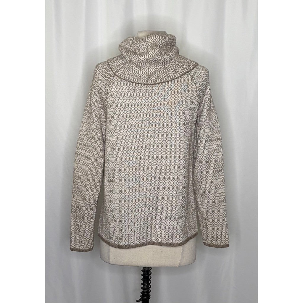 TOMMY BAHAMA Wool Blend Cowl Neck Sweater Coastal Geometric Raglan Knit Small