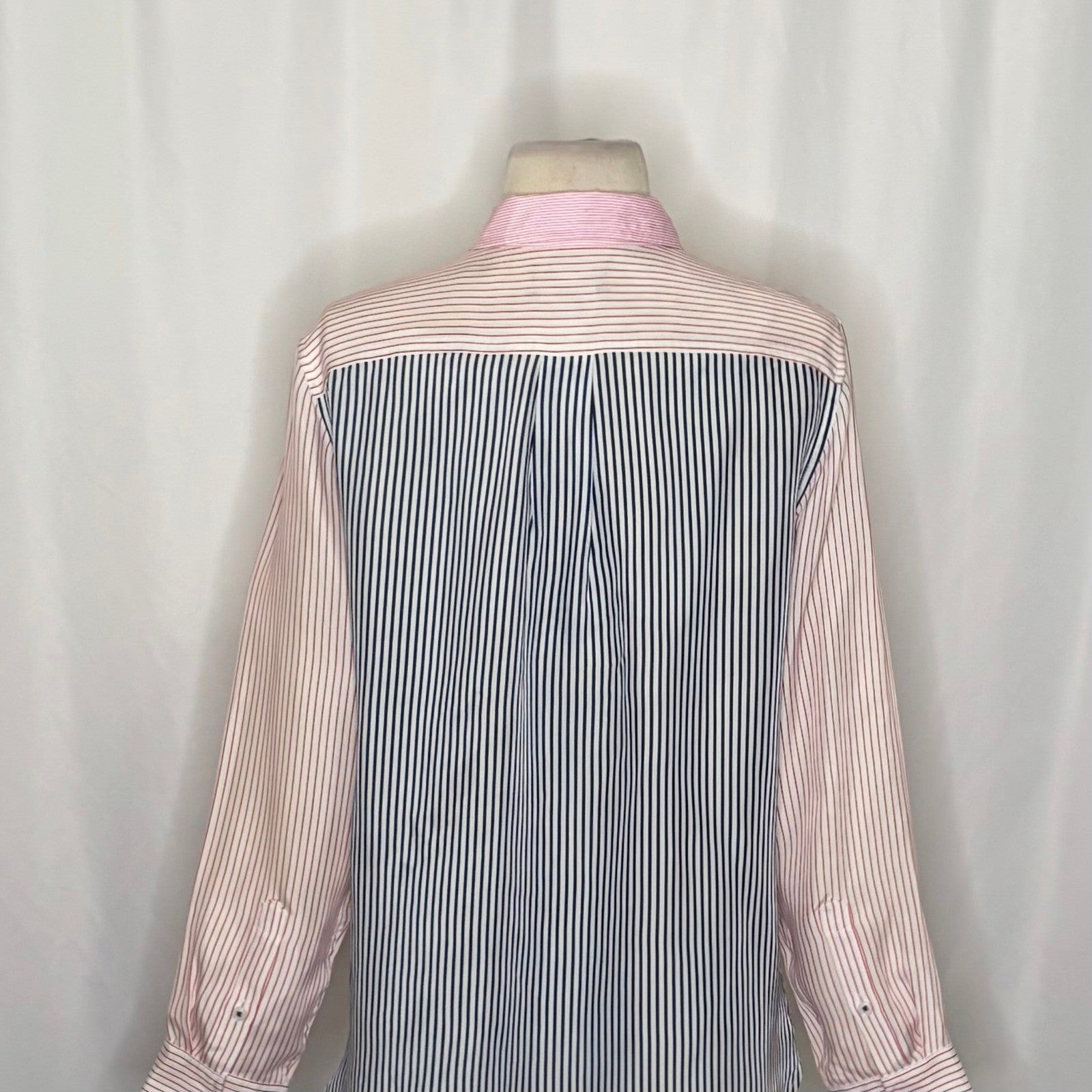 J. CREW Limited Edition Classic Fit Drapey Cupro Shirt Pink Mixed Stripe Size 4