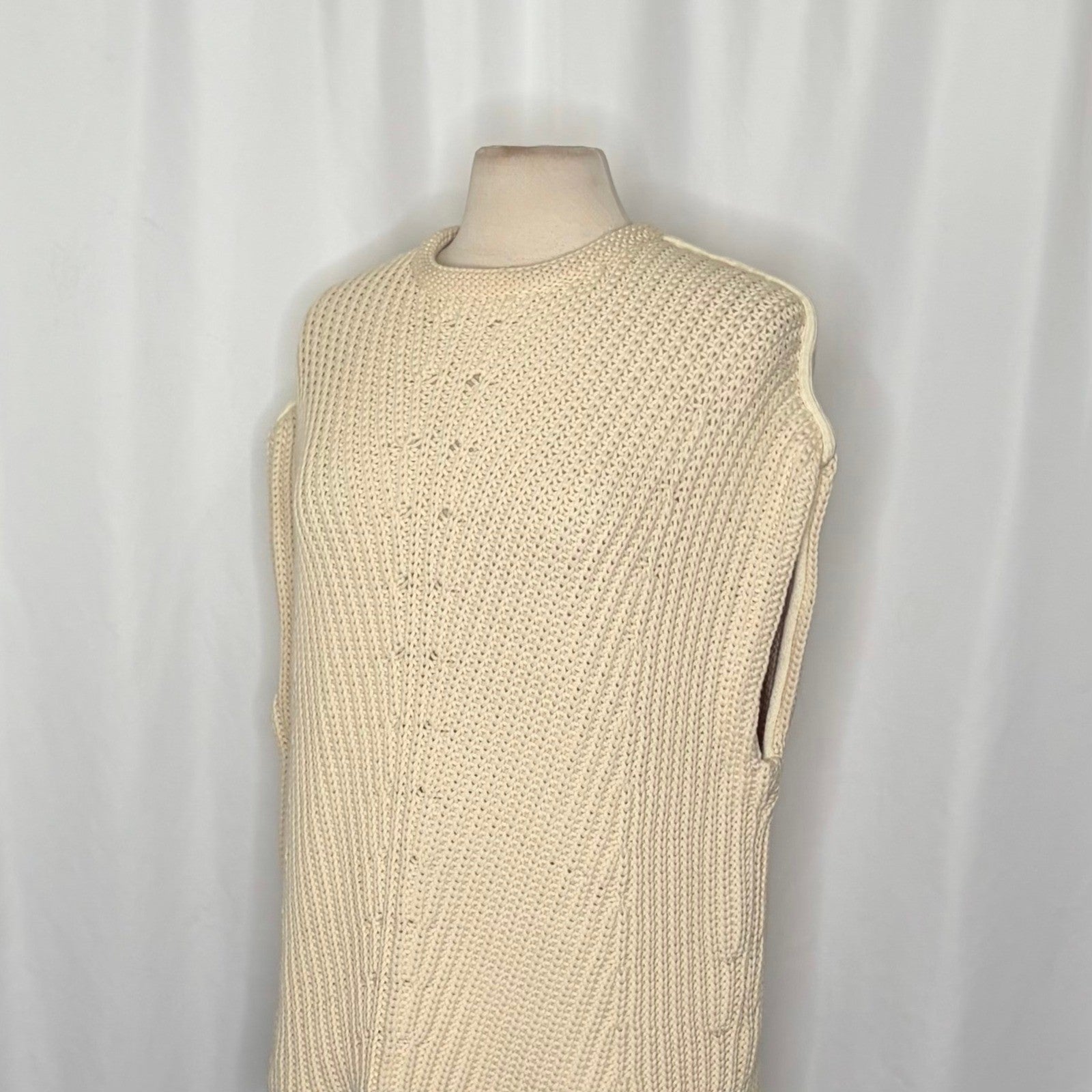 RAG & BONE Shane Sweater Vest Ivory Light Dove Sleeveless Cream Knit Small