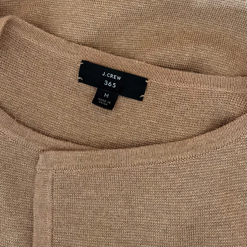 J. CREW Juliette Collarless Sweater Blazer Solid Tan Brown Longline Knit Small