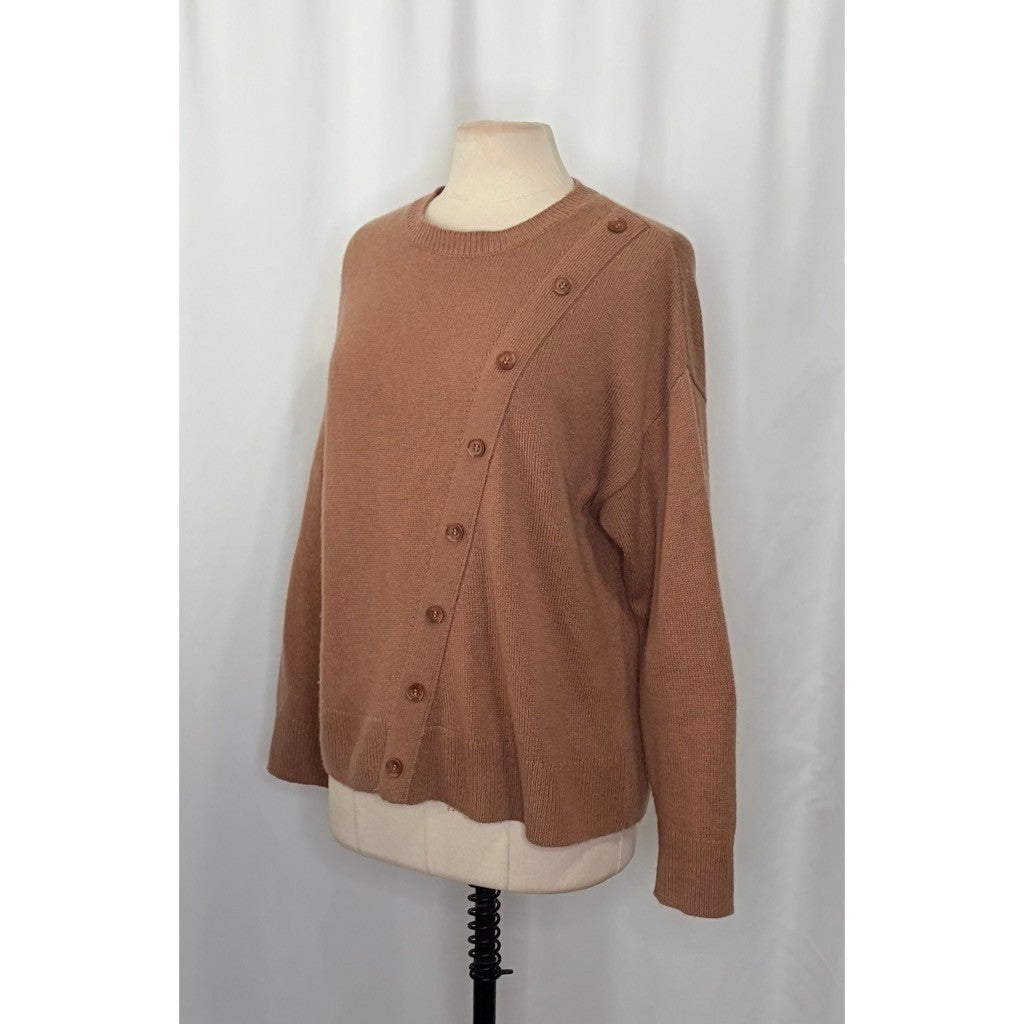 SUMMERSALT The Luxe Cashmere Wool Sweater Button Detail Knit Pullover Medium