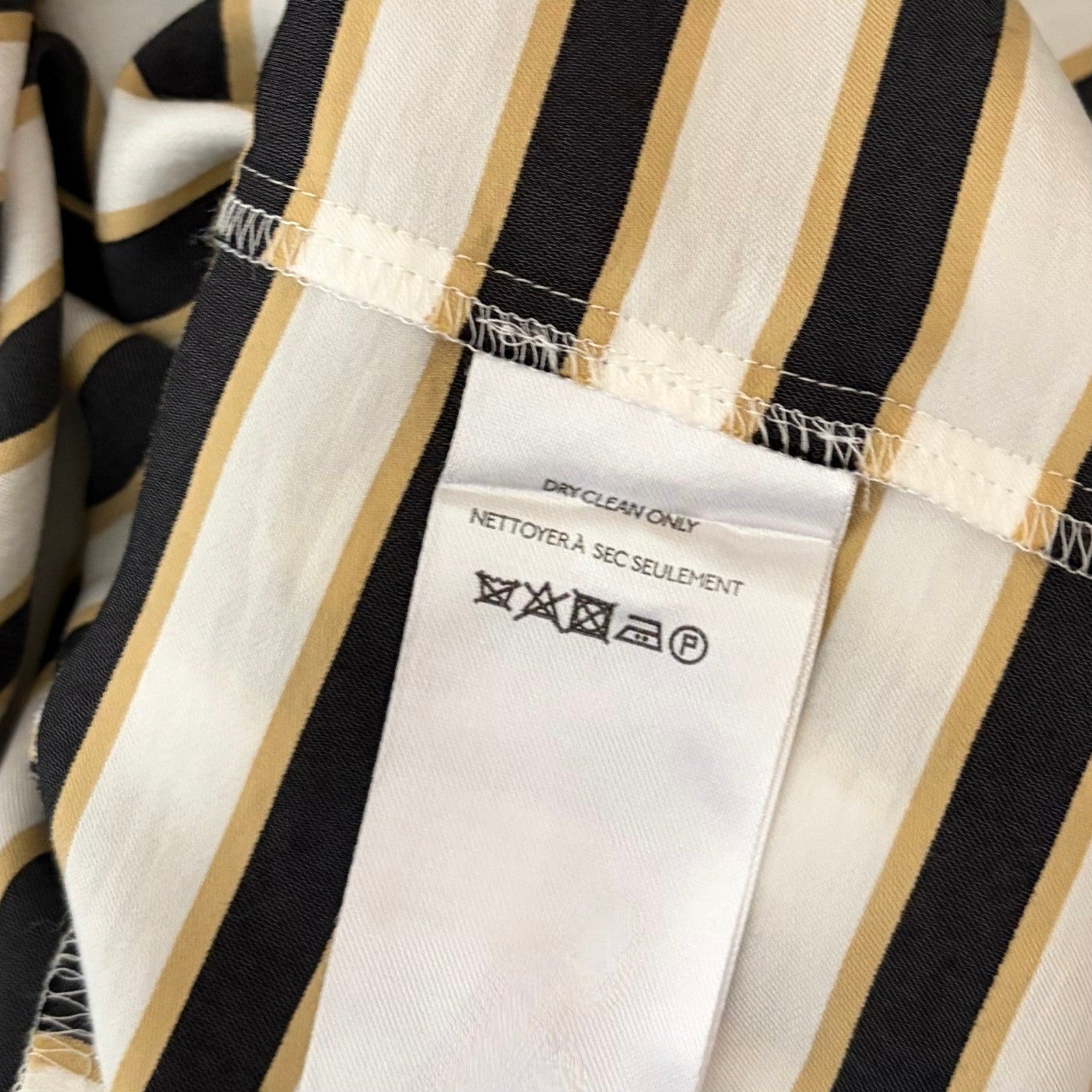 Anthropologie MAEVE Silky Striped Buttondown Black White Tan Button Down Small