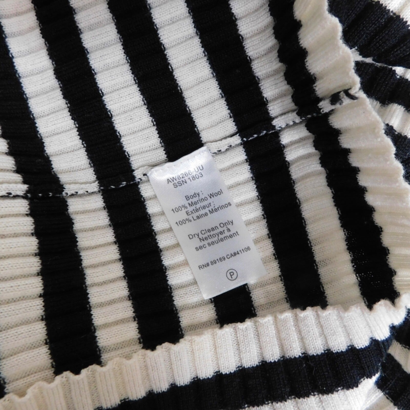 ATM Anthony Thomas Melillo Striped Ribbed Knit Merino Wool Sweater Large