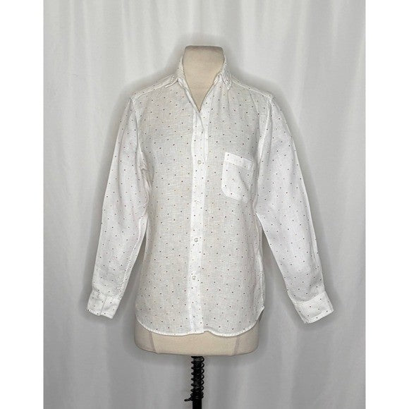 GRAYSON The Hero Linen Heart Print Buttondown Shirt Top Hearts Size 01 X-Small