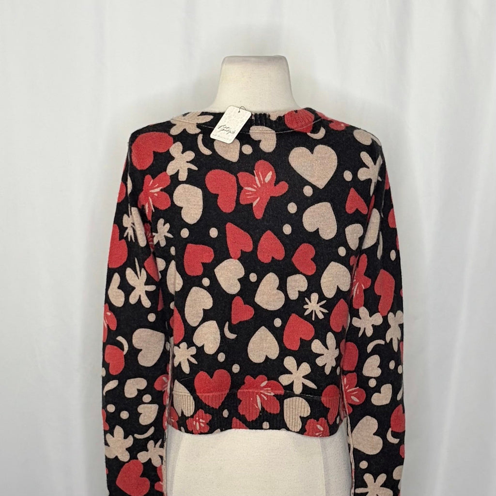 NWT!! FREE PEOPLE Nocturnal Patterned Cardi Black Retro Combo Hearts Floral XS