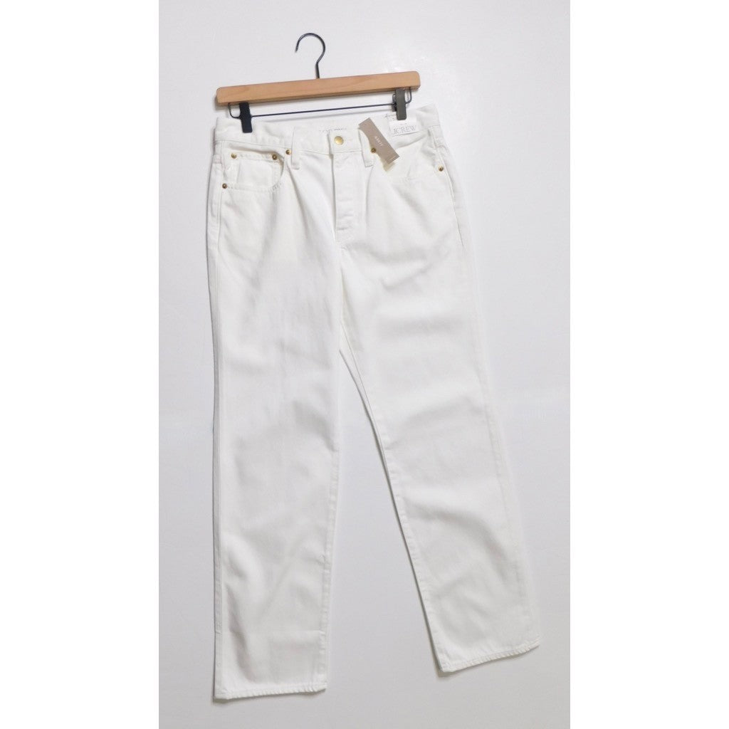 NWT!! J. CREW White '84 Slouchy Jeans Solid Button Fly Straight Legs Size 26