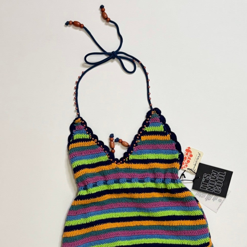 NWT!! FREE PEOPLE It's Now Cool the Crochet Tie One Piece Swimsuit Medium Large
