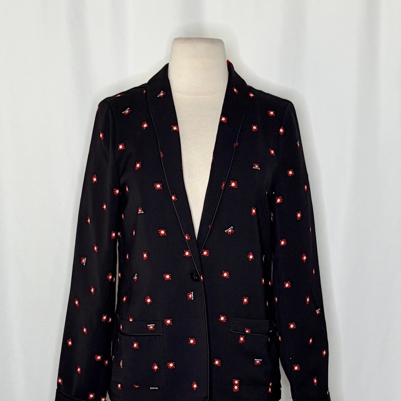 NWT!! SCOTCH & SODA Allover Sun Print Blazer Black Single Button Pockets X-Small