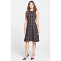 CLASSIQUES ENTIER Stella Tweed A-Line Fit N' Flare Dress Leather Wool Plaid 8