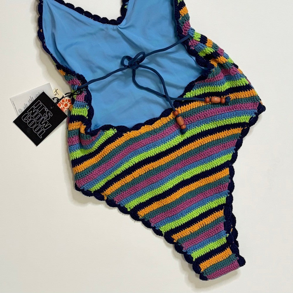 NWT!! FREE PEOPLE It's Now Cool the Crochet Tie One Piece Swimsuit Medium Large