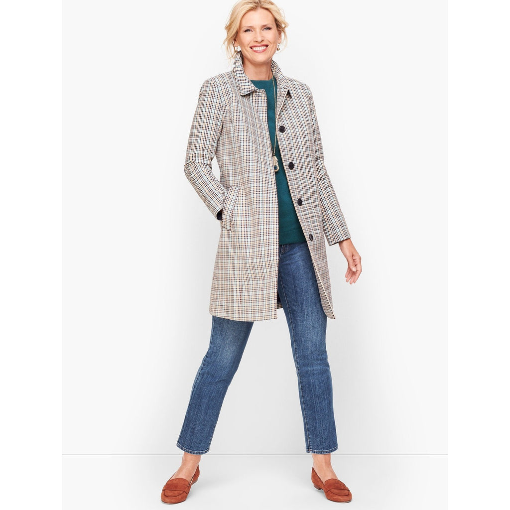 NWT!! TALBOTS Checkered Mac Plaid Coat Jacket Checked Preppy Classic Size 2