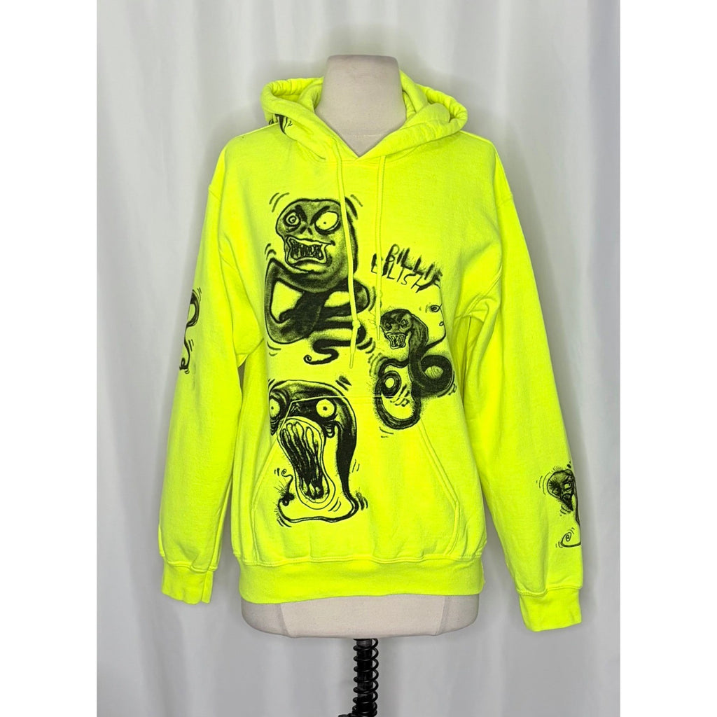 BILLIE EILISH Graffiti Ghouls 2019 World Tour Hoodie Monster Neon Yellow Small