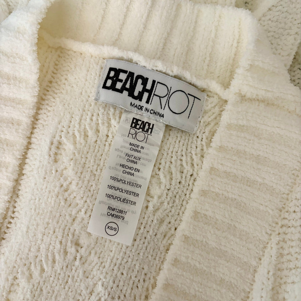 BEACH RIOT Rinna Chenille Robe Cream Cable Knit Belted Pockets X-Small Small