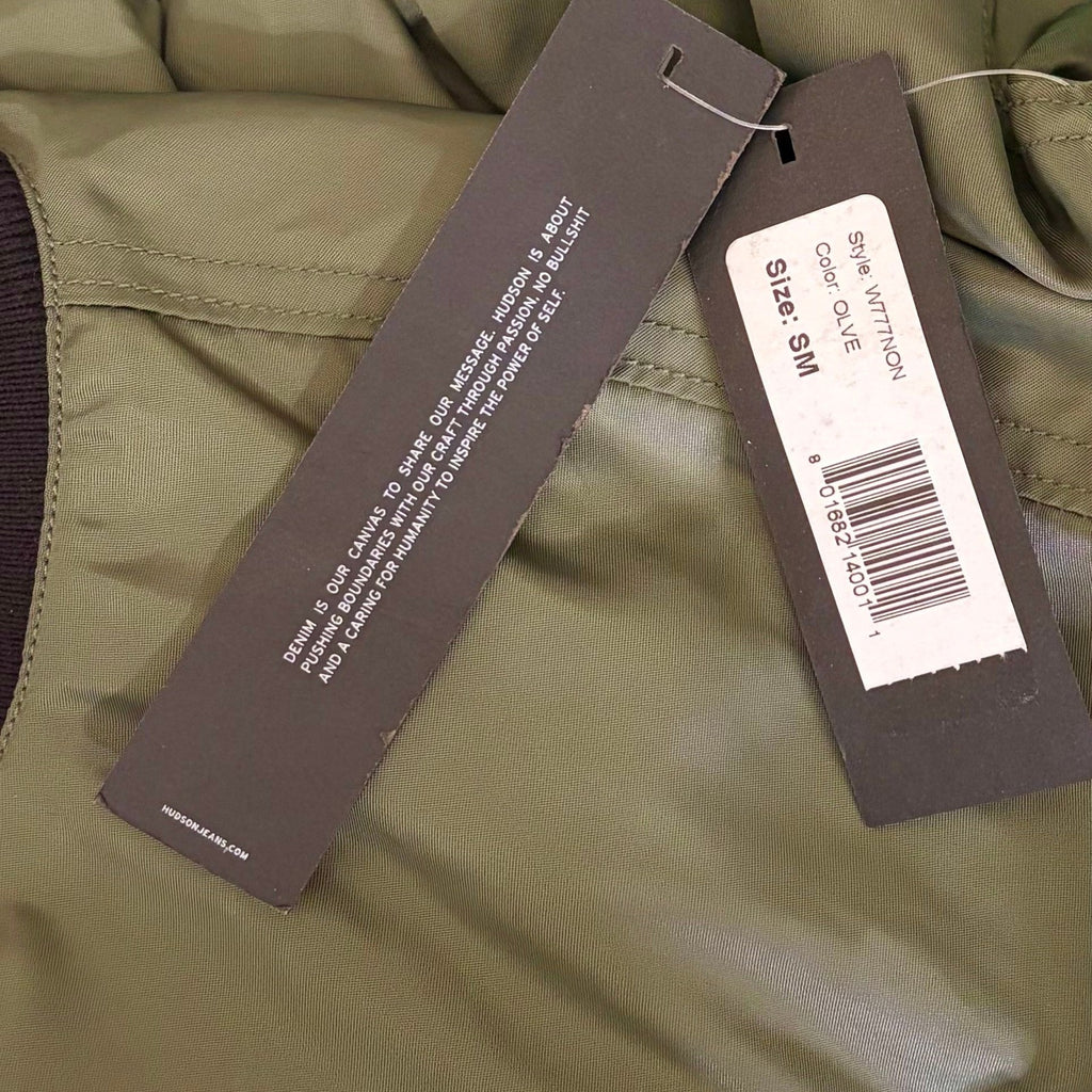 NWT!! Revolve HUDSON JEANS Rogue Olive Green Bomber Jacket Cropped Pockets Small