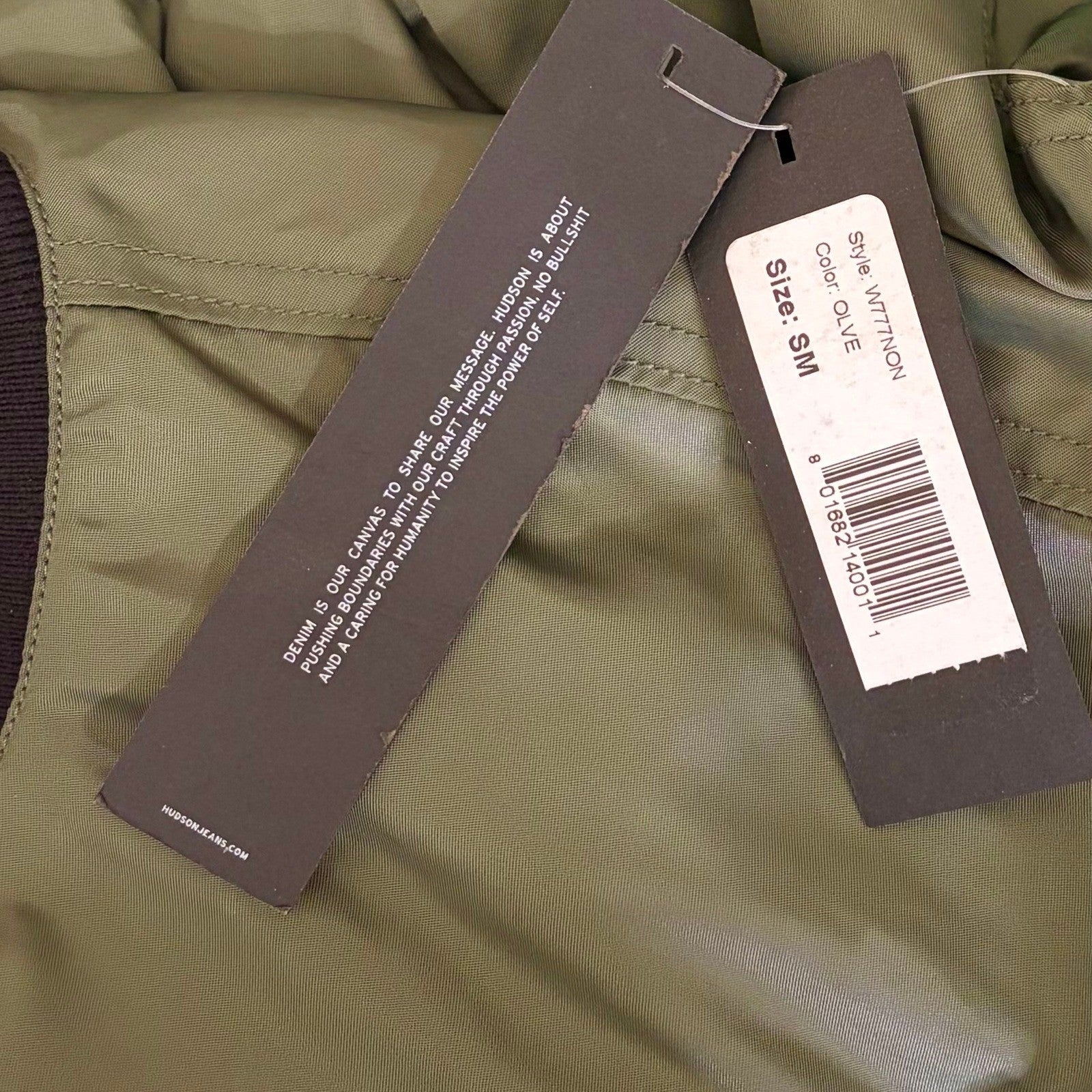 NWT!! Revolve HUDSON JEANS Rogue Olive Green Bomber Jacket Cropped Pockets Small
