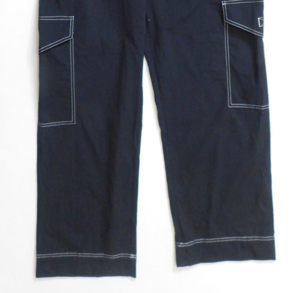 NWT!! GANNI Belted Contrast-Stitch Jumpsuit Black Cargo Pockets Organic Cotton 8