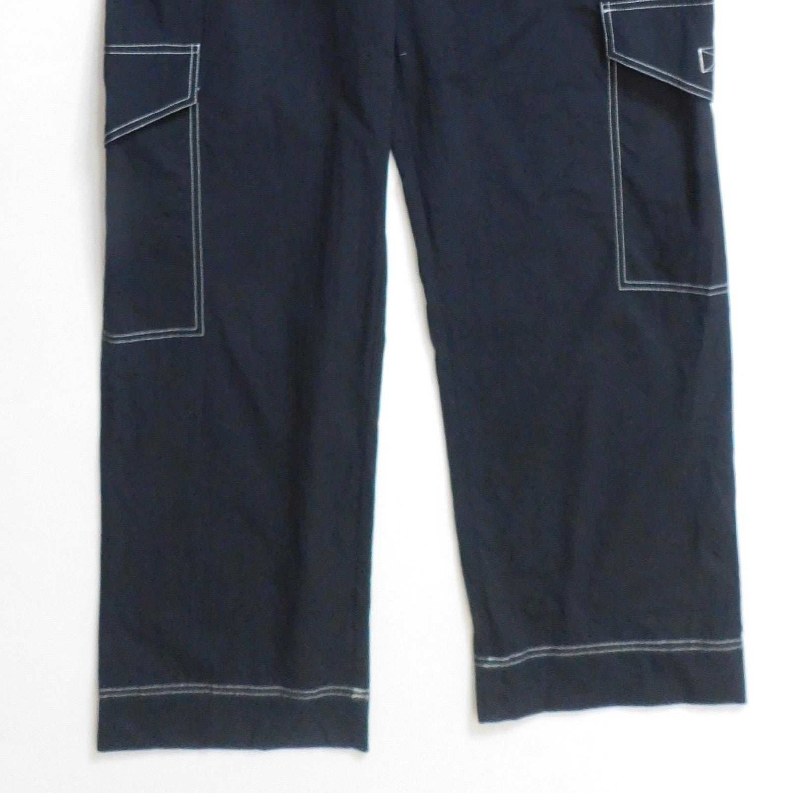 NWT!! GANNI Belted Contrast-Stitch Jumpsuit Black Cargo Pockets Organic Cotton 8