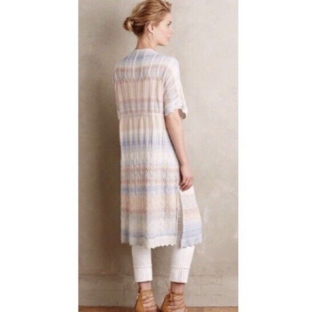 Anthropologie KNITTED & KNOTTED Pastel Ombré Beach Duster Cardigan Medium Petite