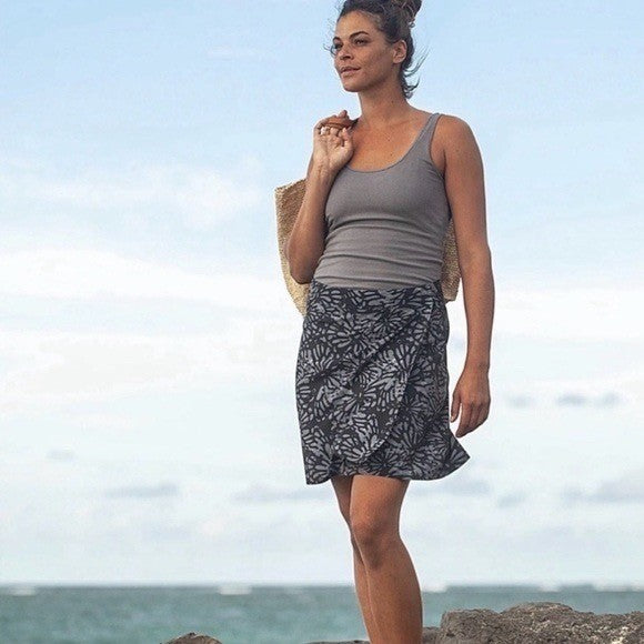 RIPSKIRT Hawaii Length 2 Wrap Skirt Rip Skirt Gray Shibori Butterfly Small