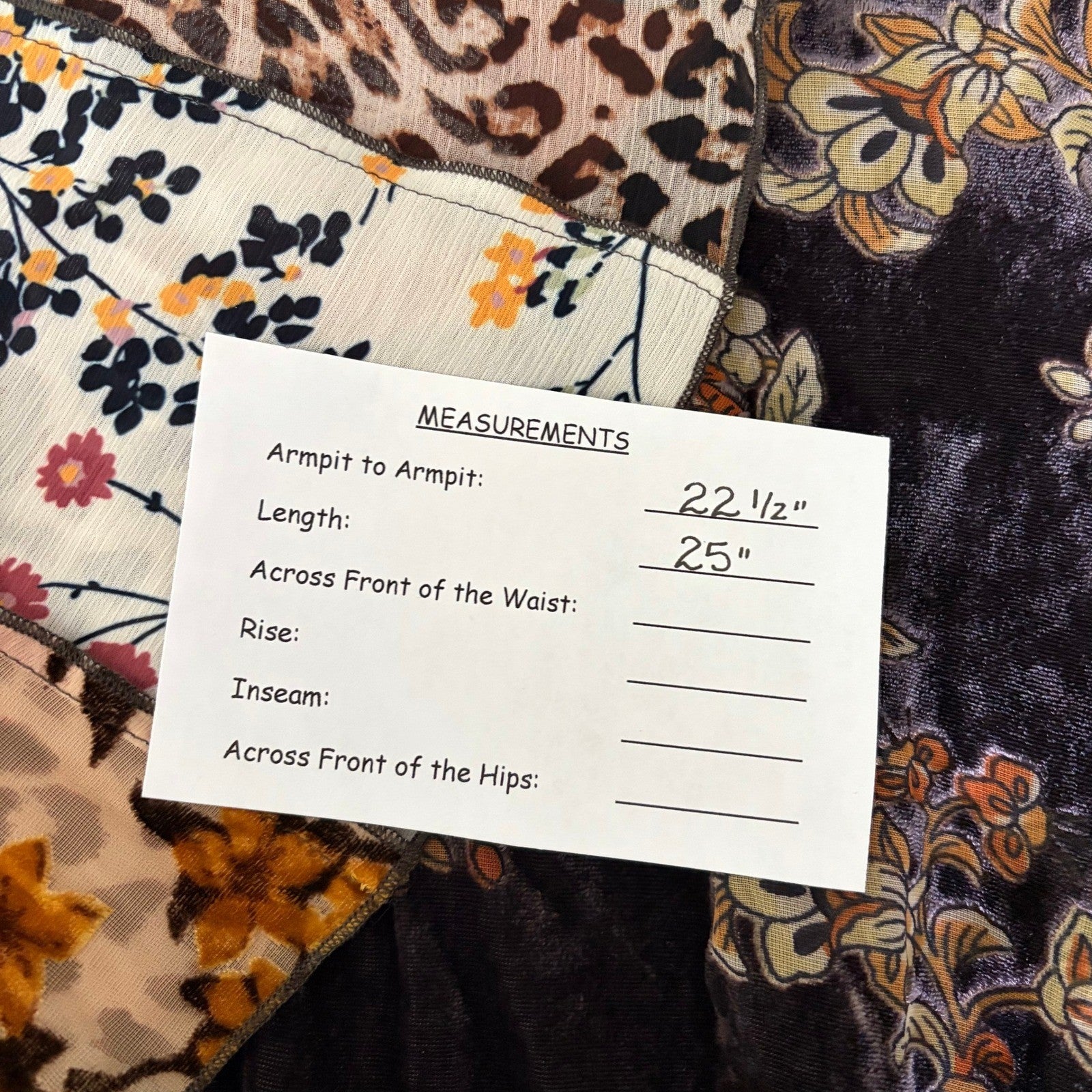 JOHN MARK Floral Velvet Burnout Animal Bell Sleeve Blouse Top Tie Waist Large