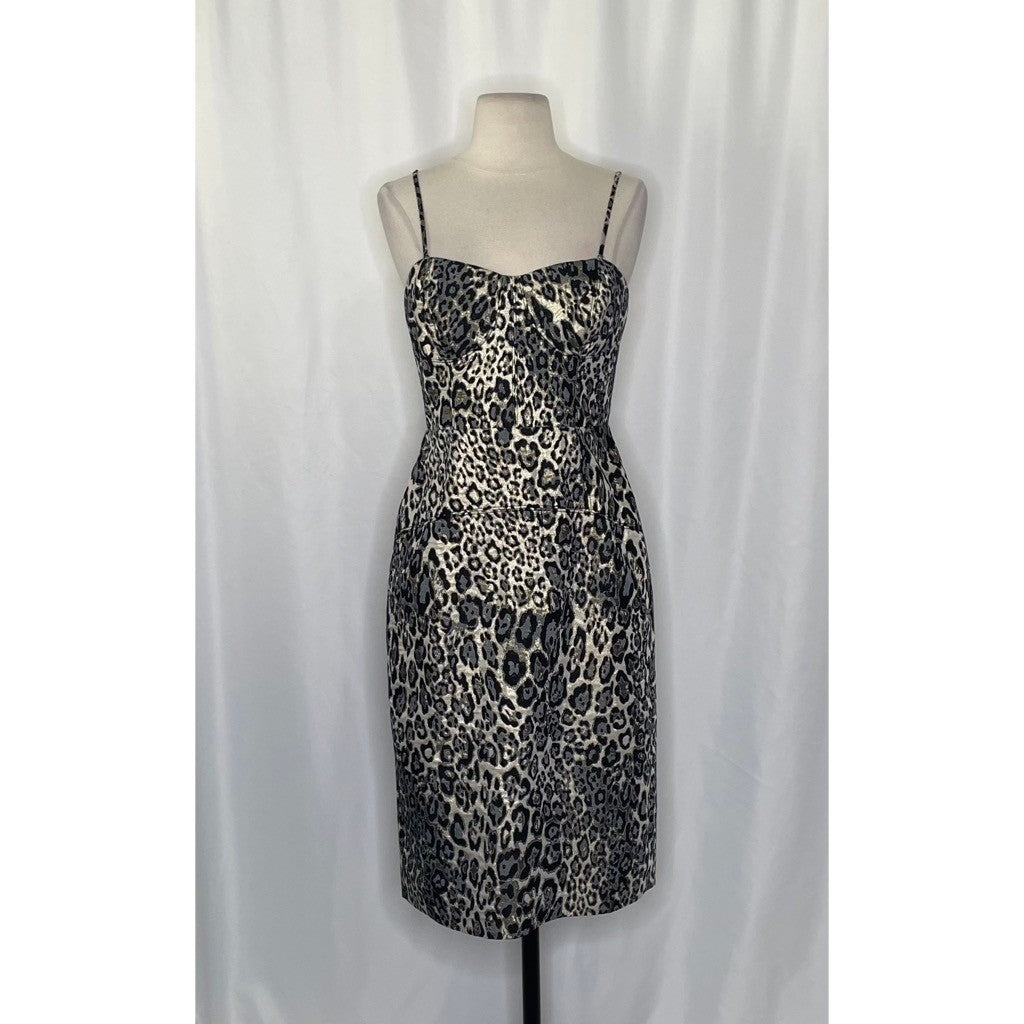 J. CREW Collection Animal Print Sheath Dress Leopard Strappy Bodice Size 4