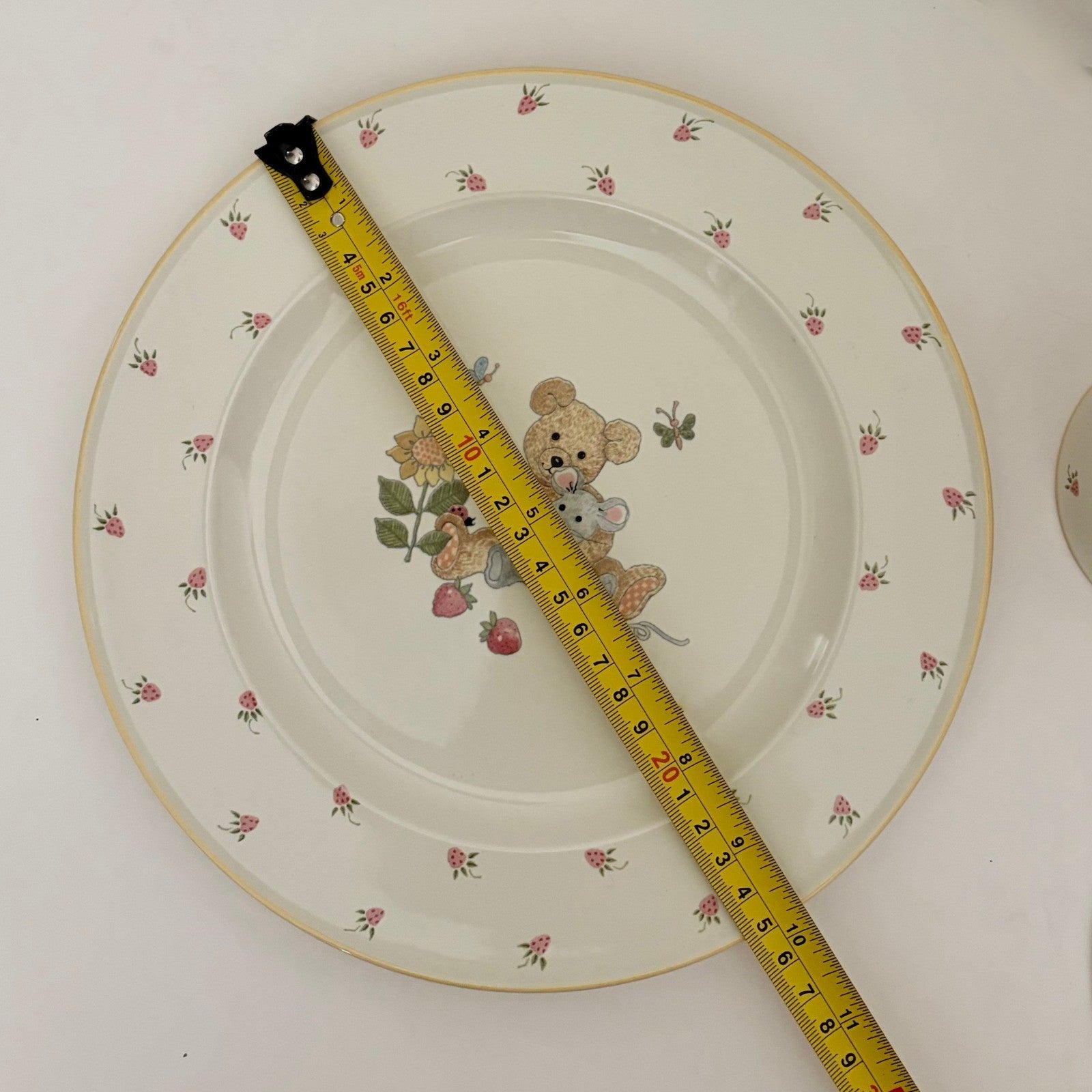 Vintage MIKASA Teddy Bear Plate Bowl Mug Set Strawberry Fruit Mouse Floral
