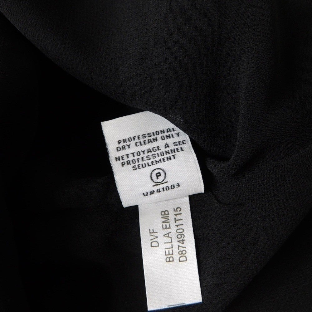 NWT!! DVF Diane Von Furstenberg Black Crepe Embellished Bella Faux Wrap Dress 4