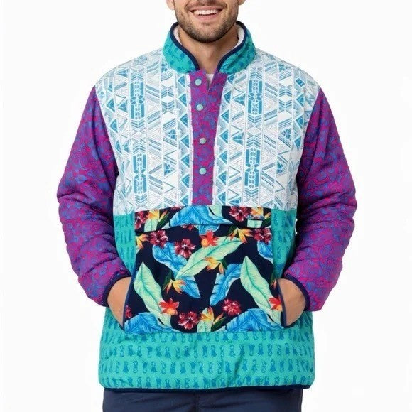 CHUBBIES Reversible The Party In the Front Pullover Multicolor Sherpa Jacket M