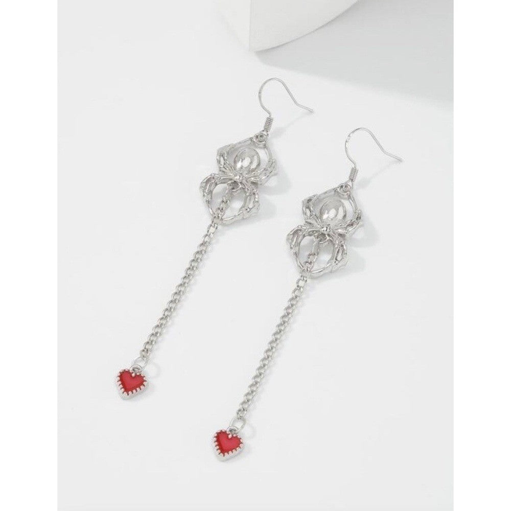 NEW!! Spider Spooky Halloween Drop Earrings Dangling Hearts Scary Whimsygoth